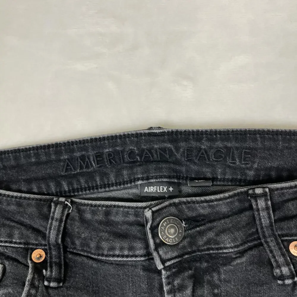American Eagle Jeans Mens 33x30 Black Regular Straight Airflex+ Denim Faded